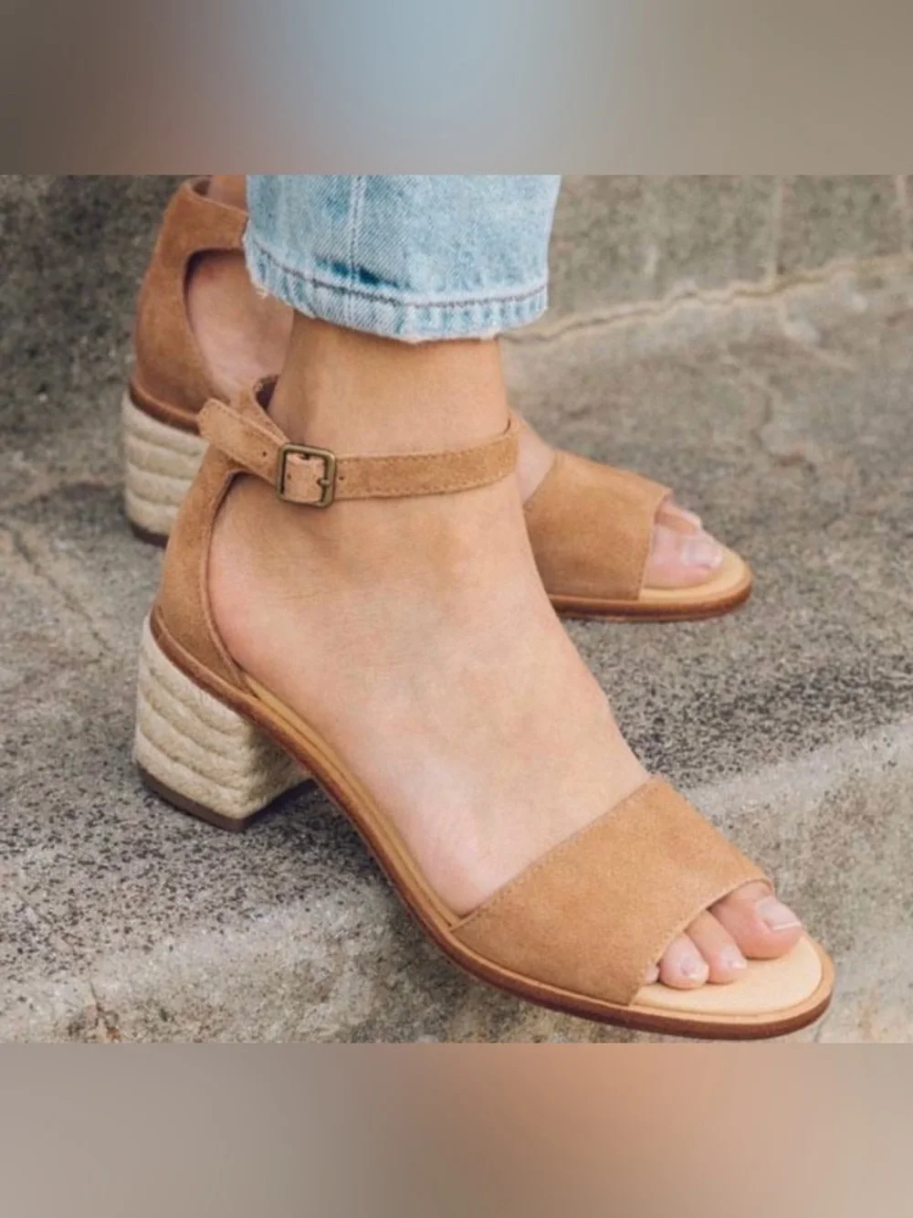 NWOB Soludos Anthro Capri Espadrilles Block Heel Tan Suede Sandals Women’s 11
